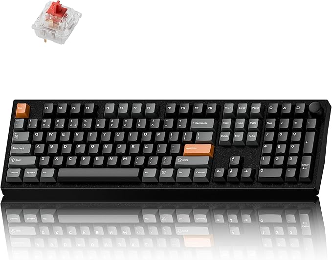 Keychron P6 Ultra 8K Polling Rate Full-Size Aluminum Wireless Mechanical Keyboard, 2.4 GHz/Bluetooth/Wired Custom RGB, Hot-Swappable K Pro Silent Red Switch for Mac Windows Linux - Black