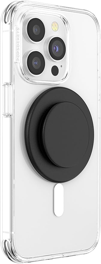 PopSockets Phone Grip for MagSafe with Kickstand, Magnetic Stand, Swappable Top, Secure Hold for iPhone MagSafe Cases, Phone & Tablet Grip - Plant Based - Black