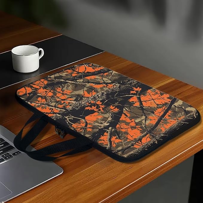 Orange Camo Forest Laptop Sleeve 12 Inch Womens Mens Laptop Tote Bag Waterproof Computer Tablet Handbag Case with Handle Carrying Case Laptop Cover for Travel/Business/School/Office