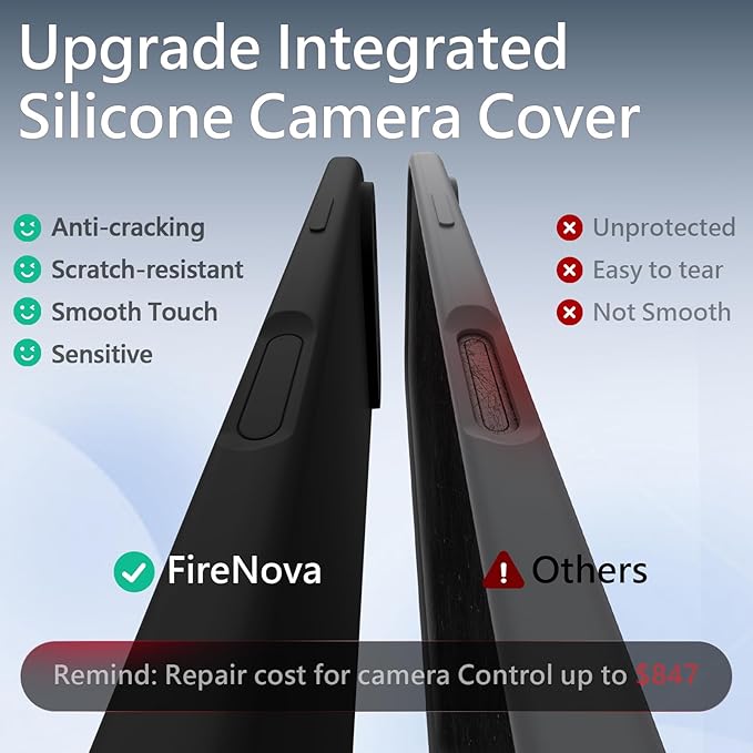 FireNova Magnetic for iPhone Air Case, Compatible with MagSafe, [Integrated Silicone Camera Control Button] [Camera Protection] Microfiber Lining Phone Case for iPhone 17 Air, 6.5", Black