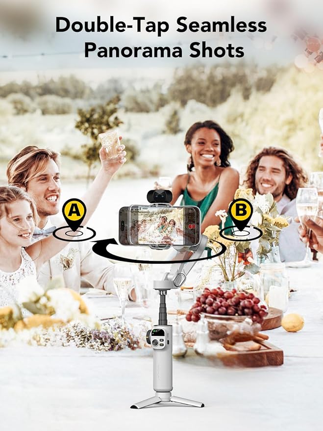 AOCHUAN Gimbal Stabilizer for Smartphone,NO APP Tracking,20CM Extension Rod,Face & Object Tracking stabilizer for iPhone & Android,3-Axis OLED Gimbal for Video Recording-AOCHUAN Smart X2AI Black