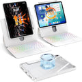 Keyboard Case for iPad Pro 13 Inch M5/M4 2025/2024, Clear Detachable Magnetic 360 Rotatable & Liftable Cover, 7-Color Backlit, Native Gesture Trackpad, 180 Kickstand, White