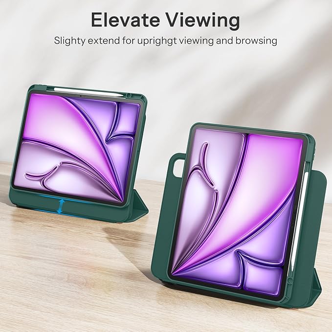 SPARIN Case for iPad Air 13 Inch M4 2026/M3 2025/M2 2024 ((8th/7th/6th Generation), Removable Magnetic Cover with Apple Pencil Holder, Portrait and Landscape Stand, Auto Wake/Sleep -Midnight Green