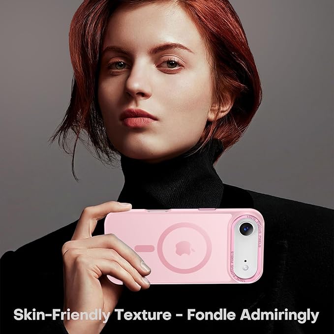 Newfuture Magnetic for iPhone Air Case [Compatible with Magsafe] [Military Grade Drop Protection] Translucent Matte Anti-Scratch Shockproof Protective Phone Cover 6.5 Inch, Tender Pink