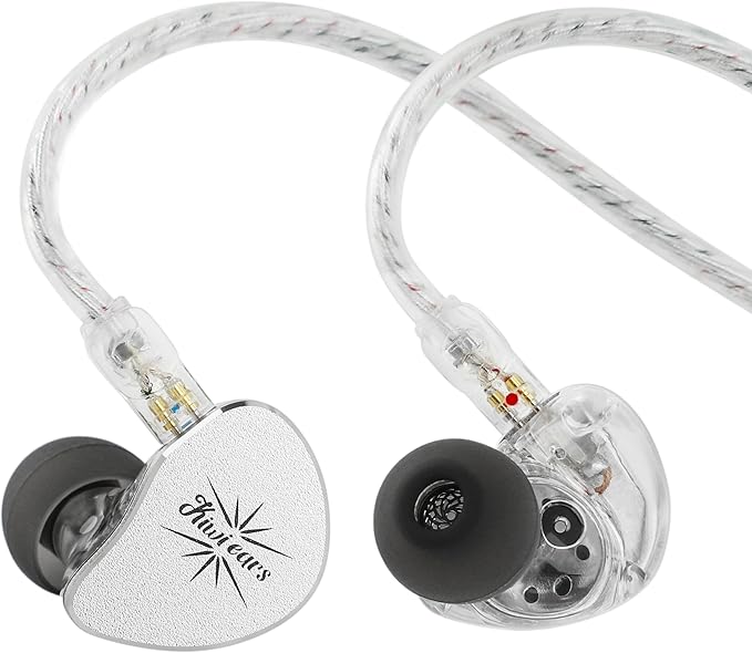 Linsoul Kiwi Ears Belle 10mm DLC Dynamic Driver in-Ear Monitor, HiFi Wired Earbuds with Dual Silver-Plated Cables, Professional IEM for Stage Performance/Gaming/Music Production (Without MIC, Silver)