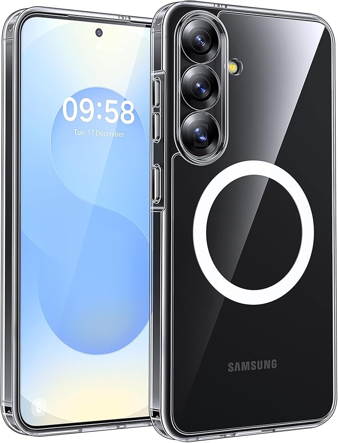 TOCOL Magnetic for Samsung Galaxy S25 Case, Upgraded Full Camera Protection, Compatible with Magsafe, Drop Protection Slime Clear Cover for Samsung Galaxy S25 6.2-Inch (Clear)