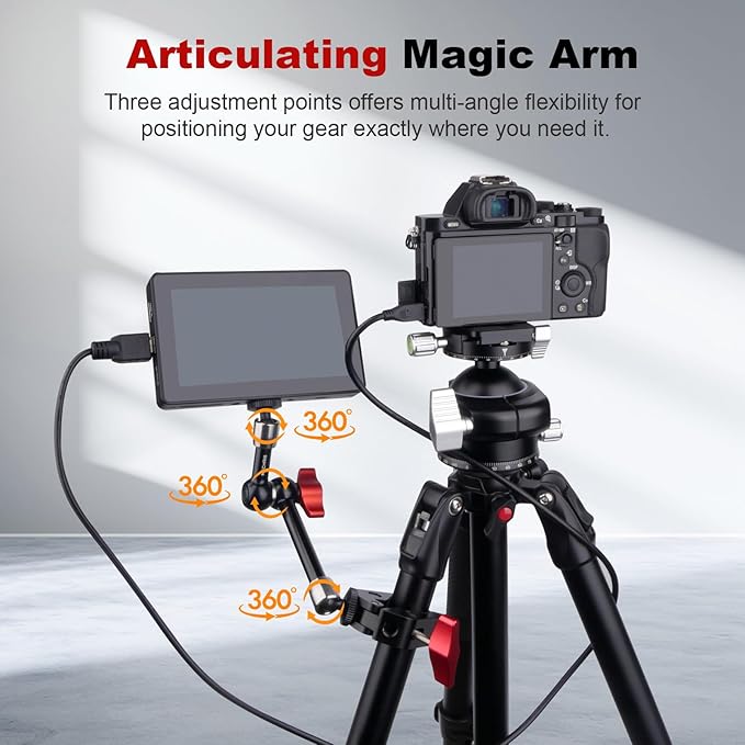 9" Articulating Magic Arm with Super Clamp, Magic Arm Camera Mount with Crab Clamp, Desk & Tube Camera Arm Friction Arm for DSLR Action Camera Monitor Video Light, Max. Load 5.5lbs (SY008)