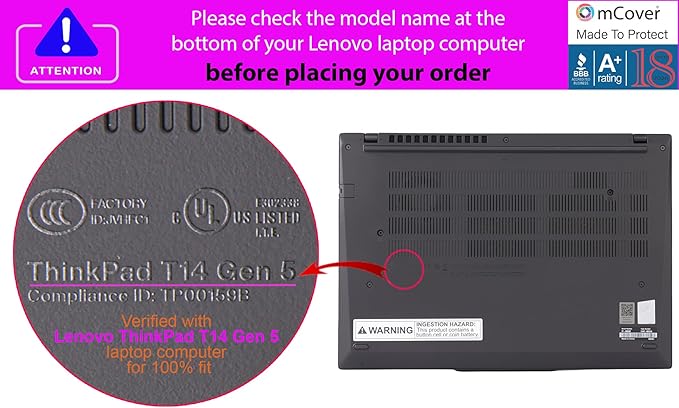 mCover Hard Case ONLY Compatible for 2024-2025 14" Lenovo ThinkPad T14 Gen 5 / Gen 6 Windows Notebook PC (with 180° Hinge, NOT Fitting Any Other Lenovo Models)- Red