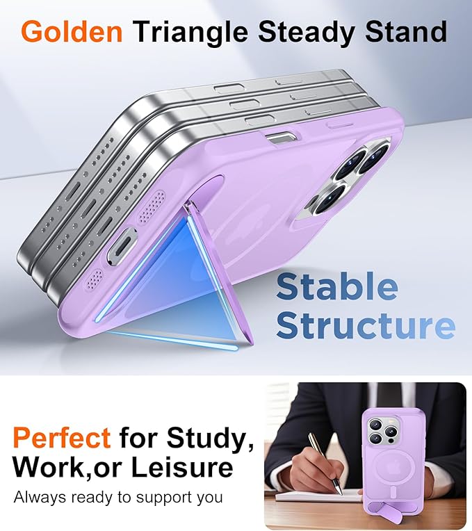 Magnetic Compatible with iPhone 16 Pro Case, [Built-in Invisible Kickstand][Compatible with MagSafe][Military Grade Shockproof] Slim Translucent Matte Phone Case for iPhone 16 Pro 6.3"