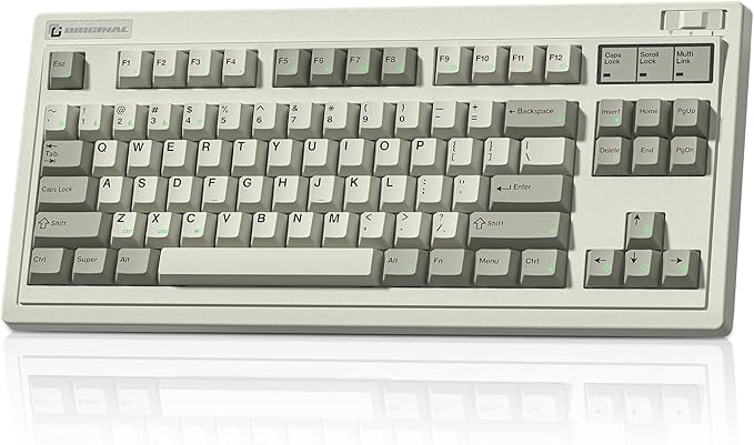 FL·ESPORTS OG87 Tri-Mode Retro Mechanical Keyboard, 87-Key Gasket Mount Gaming Keyboard, Pre-lubed Creamy Linear Switches, Hot Swappable, PBT Keycaps, 4000mAh for Mac/PC - Gray