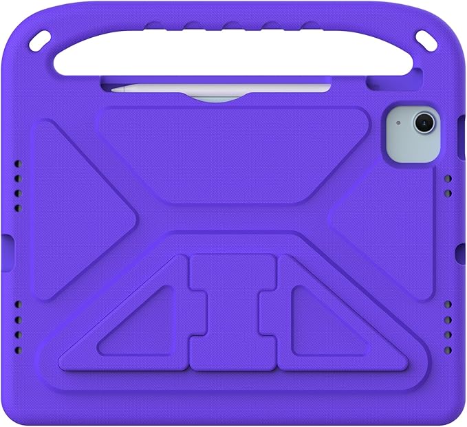 Kids Case for Apple iPad Air 11 inch M4/M3/M2 (2026/2025/2024) with Pencil Stylus Holder/Handle/Kickstand Slim Lightweight Cute Soft Shockproof EVA Folio Stand Protective Tablet Cover, Purple