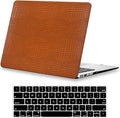 DTangLsm for Crocodile MacBook Pro 13 inch Case 2026 2025-2016 M2 M1 A2338 A2289 A2251 A2159 A1989 A1706 A1708, Alligator Skin Snakeskin PU Leather Hard Shell Cover for Mac Pro 13+Keyboard Skin, Brown