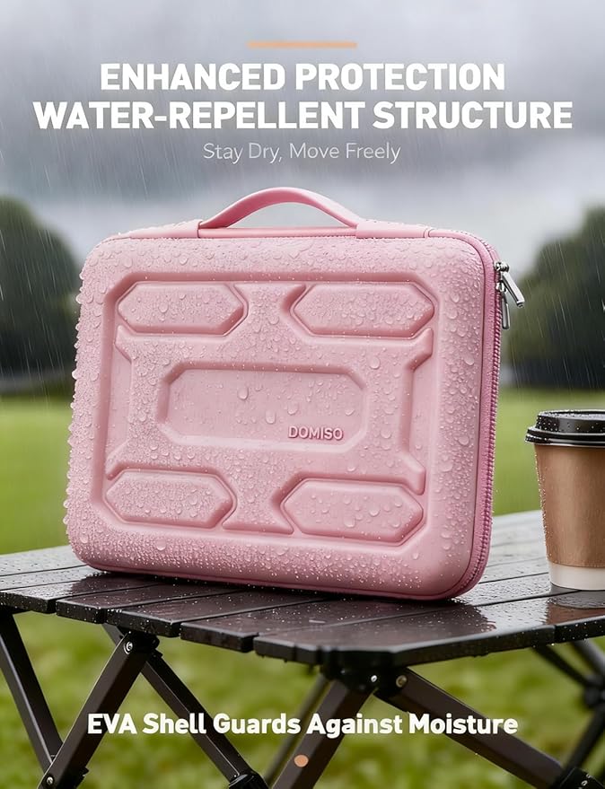 DOMISO 15.6 inch Laptop Sleeve with Handle Shockproof Waterproof EVA Protective Case for 15.6" Yoga 720 IdeaPad 310 320 ThinkPad T570/Legion 5 Gen 6/HP Envy 15/15.6" Notebooks, Pink