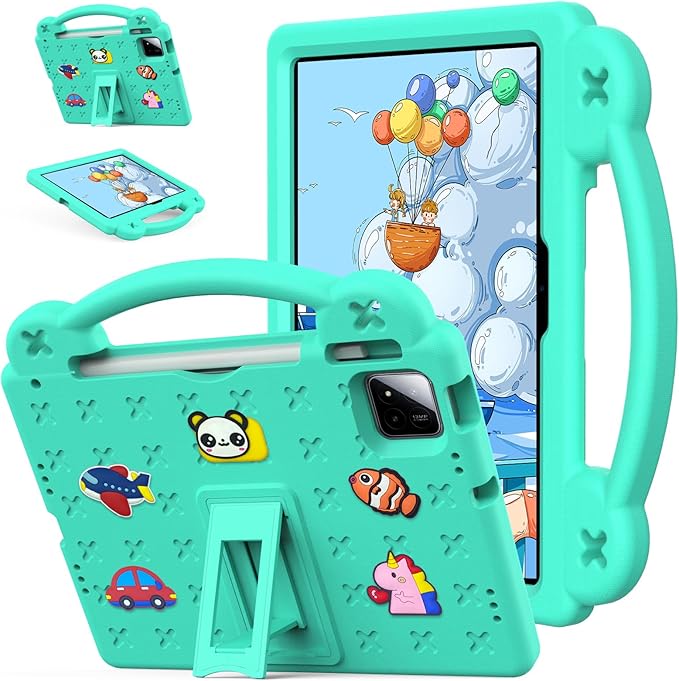 AKABEILA Compatible with Xiaomi Pad 7/Xiaomi Pad 7 Pro 11.2 inch 2024/Xiaomi Pad 8 2025 11.2 inch Tablet Case, Kids Friendly Universal Protective Case with Shoulder Strap & Stand Handle Mint Green