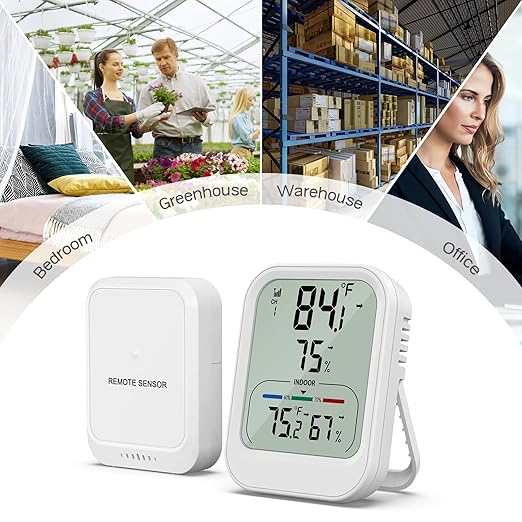 ORIA Digital Thermometer Hygrometer, Wireless Indoor Outdoor Thermometer, Temperature Humidity Monitor with MAX/MIN Record, ℃/°F Switch, Comfort and Trend Indication, for Home, Cellar, Greenhouse