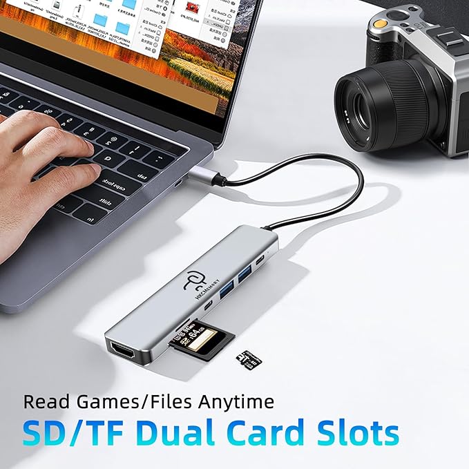 USB C Hub 7-in-1 Multi-Port Adapter, 4K HDMI Dongle, 100W PD, USB 3.0/2.0 Ports, SD/TF Card Reader, USB-C Docking Station for MacBook Mac Pro/Air, Dell XPS, HP, Lenovo Thinkpad