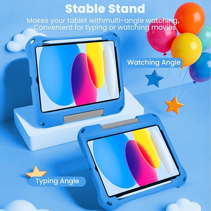 Kids Case for New iPad 11th Gen (A16) 11-inch 2025 & 10th Generation 10.9" 2022 & Air 11" 2025/2024 & Air 5th/4th Gen & Pro 11,Durable Shockproof Cover with Pencil Holder Handle Stand.Blue