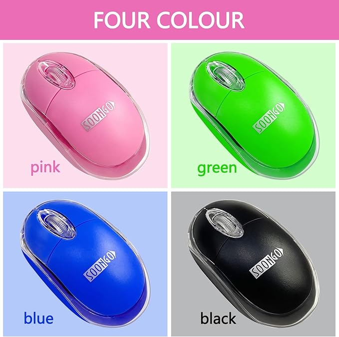 SOON GO Mini Wireless Mouse,Portable Mobile Optical Cordless Mouse fit for Mac,Laptop, Desktop-Black
