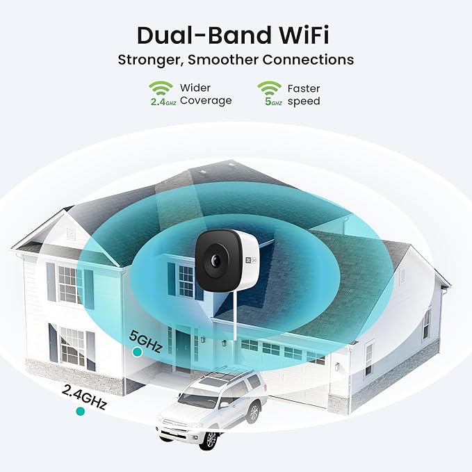 Window Security Camera 2K, Indoor WiFi Cameras 2.4GHz/5GHz, 2 Pack with Colorvue AI Color Night Vision, Person Detection with Auto-Focus, 24/7 Recording Compatible with Alexa & Google Home