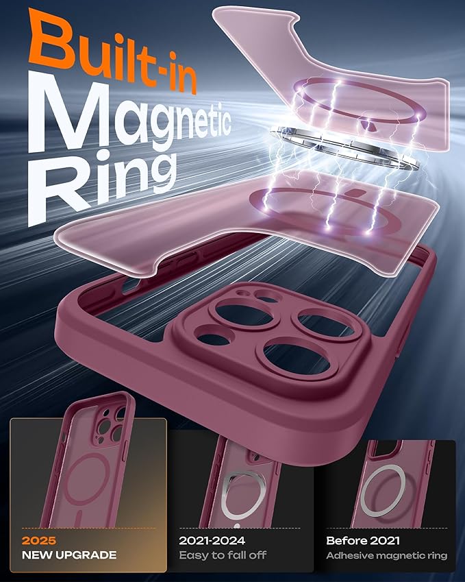 TOCOL for Phone 14 Pro Case, Compatible with Magsafe Charger, Full Camera Protection, Drop Protection, Translucent Matte Phone Case for iPhone 14 Pro 6.1 inch (Plum)