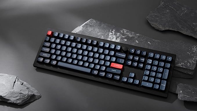 Keychron V6 Max Fullsize Custom Wirless Mechanical Keyboard, 2.4 GHz/Bluetooth/Wired 3-Mode RGB Backlight QMK/VIA Programmable Macro, Hot-Swap Gateron Jupiter Banana Switch PBT Keycaps for Mac Windows
