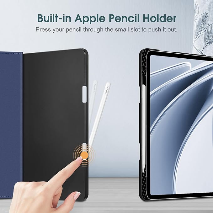 Fintie Folio Case for iPad Air 13-inch M4/M3/M2 (2026/2025/2024), Multi-Angle Viewing Protective Stand Cover with Pencil Holder & Pocket, Auto Sleep/Wake, Blooming Hibiscus
