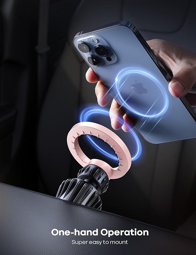 Lamicall for MagSafe Car Mount - [20 Super Magnets] Magnetic Car Phone Mount, Air Vent Phone Holder Car, Hands Free Cell Phone Holder Clip Car Accessories fit iPhone 17 16 15 Pink