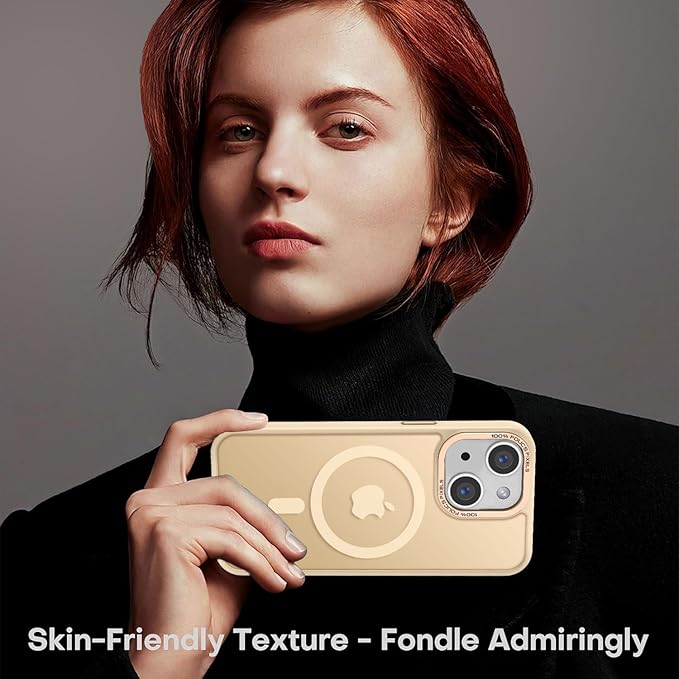 Newfuture Magnetic for iPhone 15 Case [Compatible with Magsafe] [Military Grade Drop Protection] Translucent Matte Anti-Fingerprint Shockproof Phone Case for iPhone 15 6.1 inch, Creamy Yellow