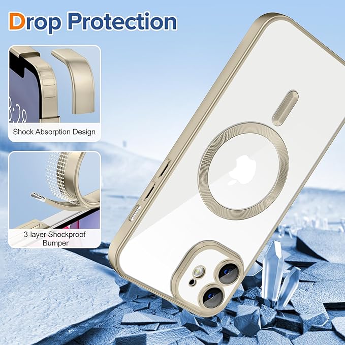 Hython Magnetic Clear for iPhone 11 Case with Camera Lens Protector [Compatible with MagSafe] Luxury Plating Edge Slim Soft TPU Cover Protective Phone Case for iPhone 11 6.1", Matte Gray