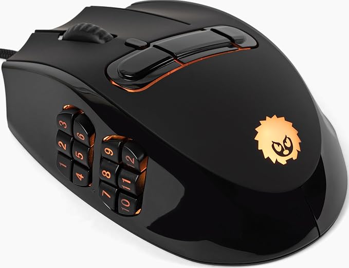Hedgehog MMO Gaming Mouse - 16 000 DPI - 23 Programmable Buttons - Switch to Joystick Mode with Spring-Loaded Base - PC, Mac, Ubuntu Linux