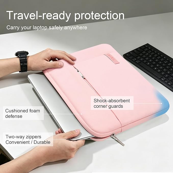 Lacdo Laptop Sleeve Case for 14 inch MacBook Pro M5 Pro/Max A3426 A3427 (2026), M5/M4/M3/M2/M1 A3434 A3112 A3401 A3185 A2918 A2992 2025-2021, 13.8 inch Microsoft Surface Laptop 7th Computer Bag, Pink