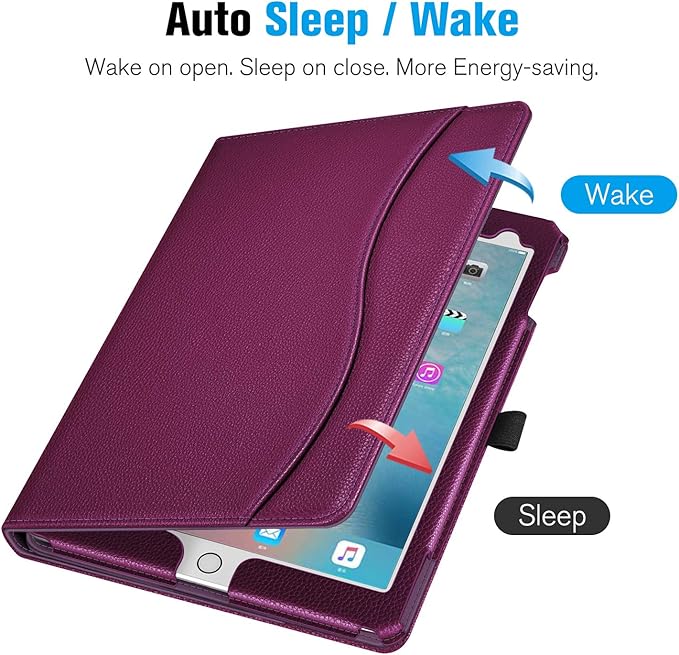 Fintie Case for iPad Pro 9.7 Inch 2016 Release Tablet- [Corner Protection] Multi-Angle Viewing Folio Smart Stand Back Cover with Pocket, Pencil Holder, Auto Wake/Sleep, Purple