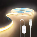ZSLAIFU A 5V USB LED Light Strip, COB LED Strip Lights, White 5V LED Lights, Small LED Strip Light, TV Lights for TV Under Cabinet Kitchen Living Room Shelving or Displays (Warm 3.28ft)