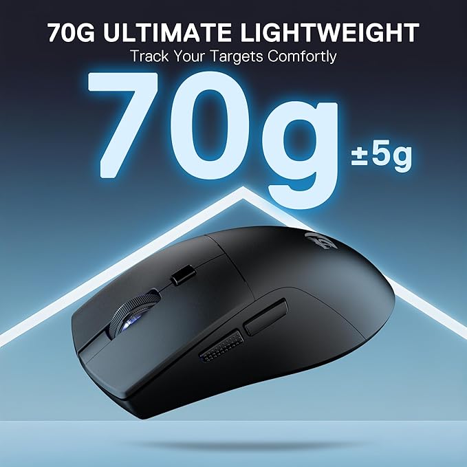 Redragon M618 LIT Wireless Gaming Mouse, 10000 DPI Optical Ergonomic Mouse with 6 Programmable Buttons, 70G Ultra Lightweight, Software Supports DIY Keybinds