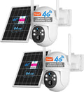SANSCO 4G LTE Cellular Solar Security Camera Wireless Outdoor, Lifetime Free Unlimited Data, NO WiFi 2K Color Night Vision, PTZ 360 View, 2 Way Audio, Motion Detection (4G Unlimited-2Pack)