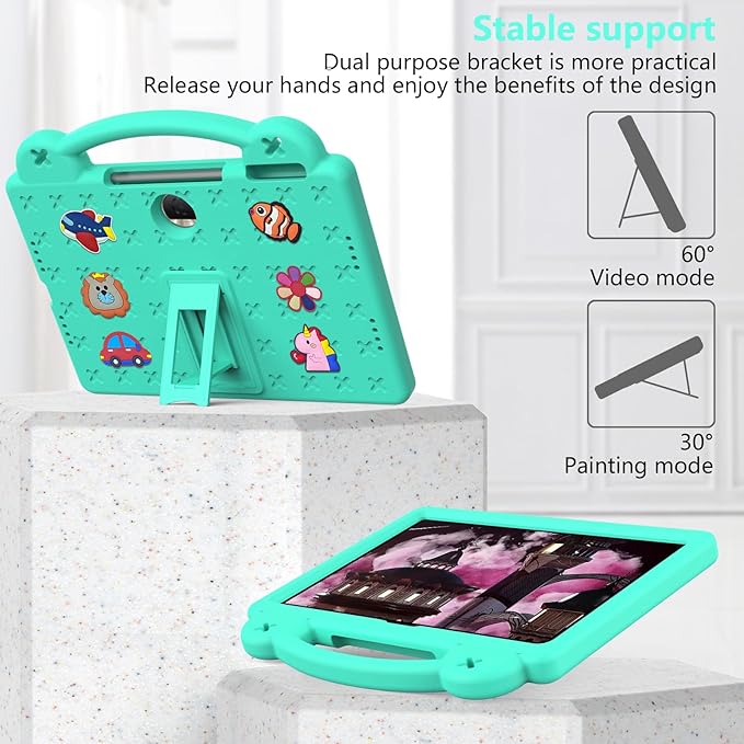 AKABEILA Compatible with Honor Pad 9 2023 12.1 inch Tablet Case, Kids Friendly Universal Lightweight Shockproof Protective Case with Shoulder Strap & Stand Handle Mint Green