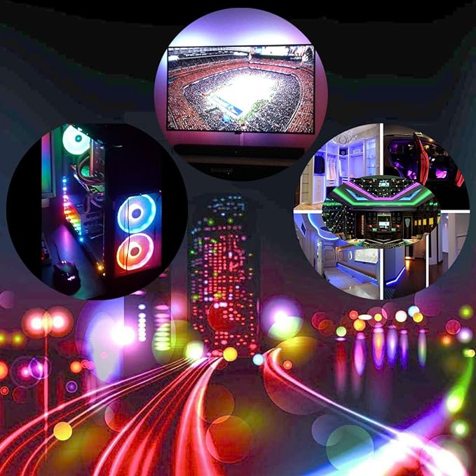WS2812B LED Strip Lights 16.4ft 5M WS2812B 150LEDs Programmable Individual Addressable WS2811 Built-in 5050 RGB LED Strip IP30 Non-Waterproof DC5V with Mini Controller
