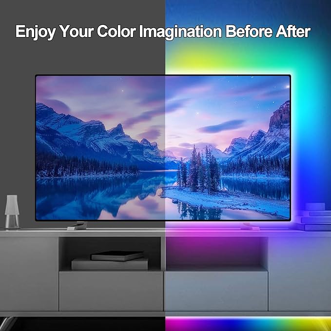 USB Powered LED Strip Light TV Backlight 16.4FT/5M RGB Led Lights Waterproof USB Lights Strip with RF Remote TV/PC Background Bias Lighting Cuttable Strip Lights for Indoor DIY Decoration