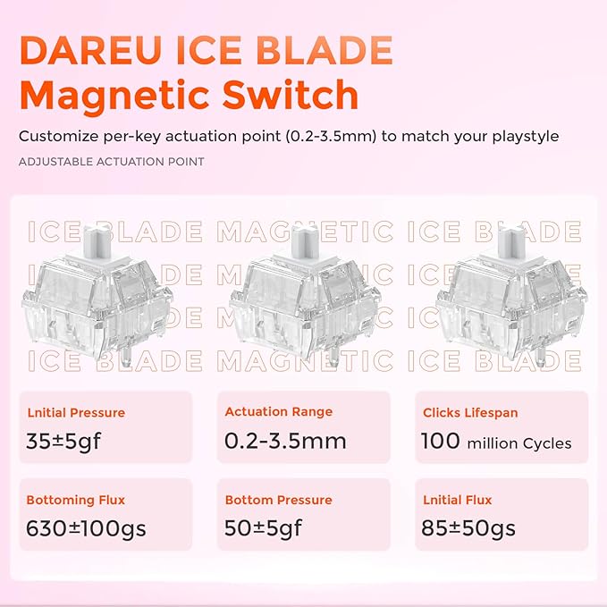 DAREU COOL68 60% Sakura Pink Wired Gaming Keyboard, Rapid Trigger Magnetic Switch Keyboard with 8000Hz Polling Rate, Adjustable Actuation, 0.1ms Latency, SOCD, Gasket Mount, Hot swappable, RGB Light