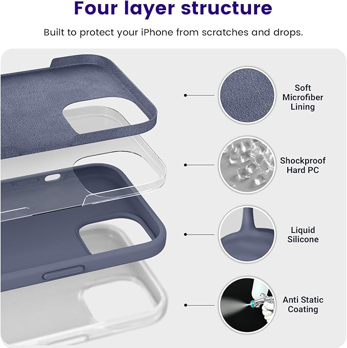 OTOFLY Compatible with iPhone 15 Case, Silicone Shockproof Slim Thin Phone Case for iPhone 15 (6.1 inch),(Lavender)