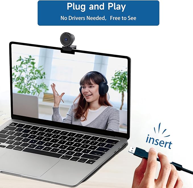 4K USB Webcam for PC with Speaker & Microphone, 85° Wide Angle Web Camera, Auto Focus, Dual Noise Cancelling Mics, Privacy Cover, Plug-and-Play for Desktop/Laptop