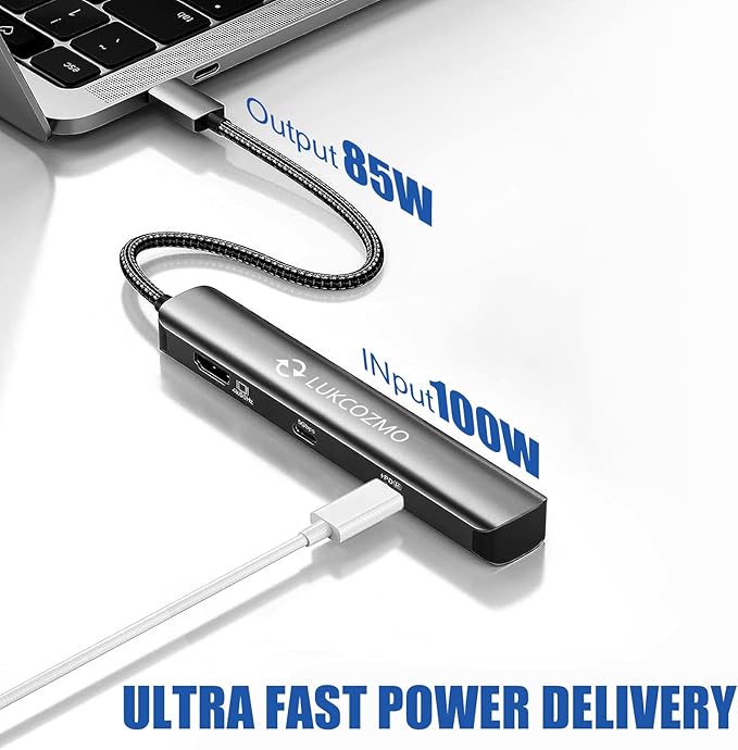 LUKCOZMO USB Hub 3.0, 7 in 1 USB Hub with 1000M Ethernet, 4K HDMI, 2 USB3.0, 100W PD, SD/TF Card Reader Docking Station Compatible with Your Cell Phone MacBook/Dell/HP/Surface/Lenovo/Steam Deck