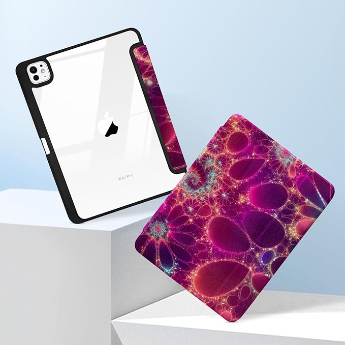 MrARTIST for for iPad Pro 11 Inch Case (M5/M4) 2025/2024 6th/5th Generation Case Cute for Women Girls Girly Kawaii Aesthetic Design for Apple Tablet Cover with Pencil Holder, Purple Flower