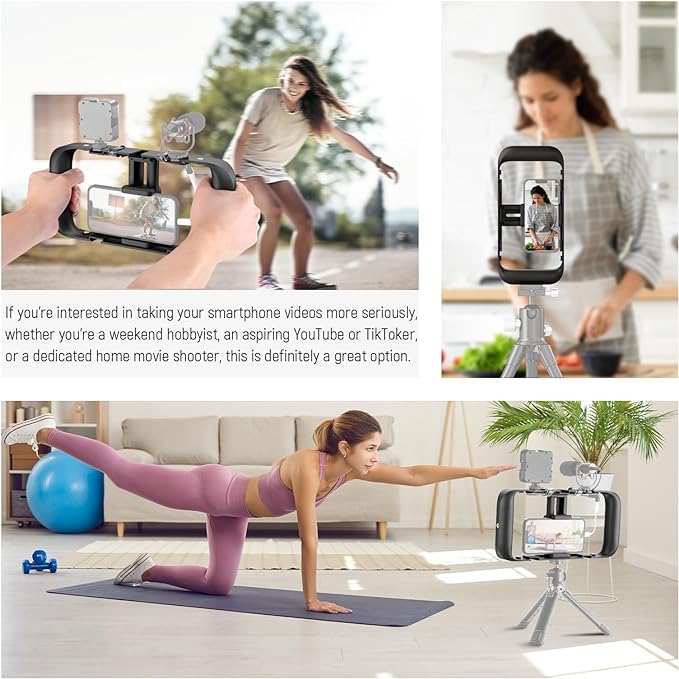 NEEWER Mobile Phone Video Rig, Mobile Phone Grip Stabiliser Cage with Cold Shoe and 1/4 Inch Thread, Video Recording Film Rig, Compatible with iPhone 16 15 Pro Max Plus 14 13 Mini X XS Max XR