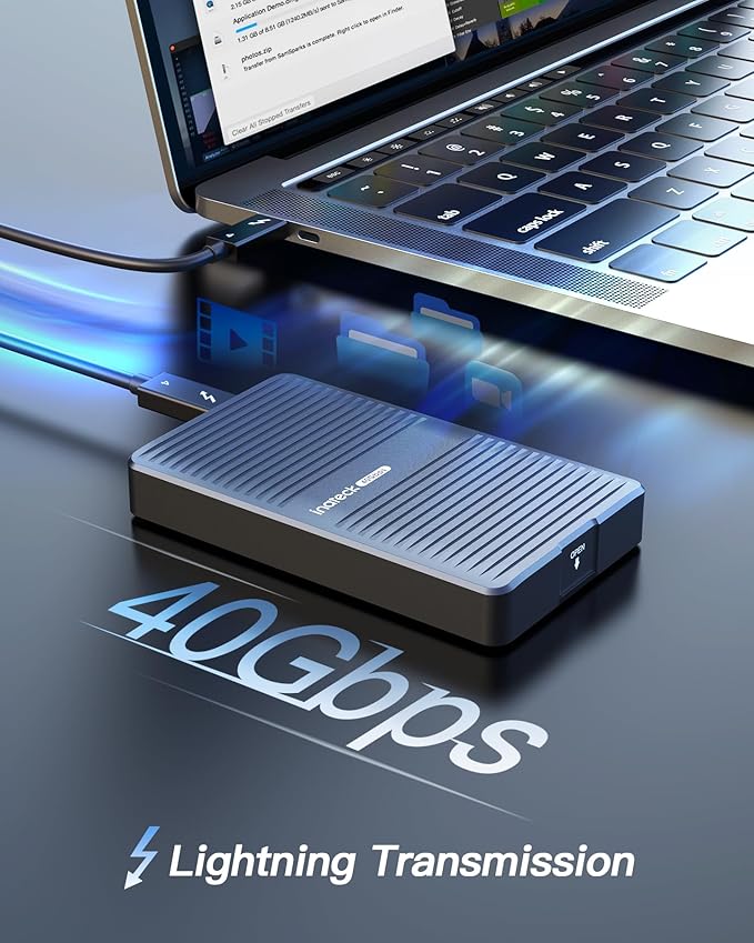 Inateck 40Gbps M.2 NVMe SSD Aluminum Enclosure, USB4.0/Thunderbolt 3/4 External Hard Drive Enclosure, No Tools Required Installation, Supports 2280 SSDs, M-Key, FE2029