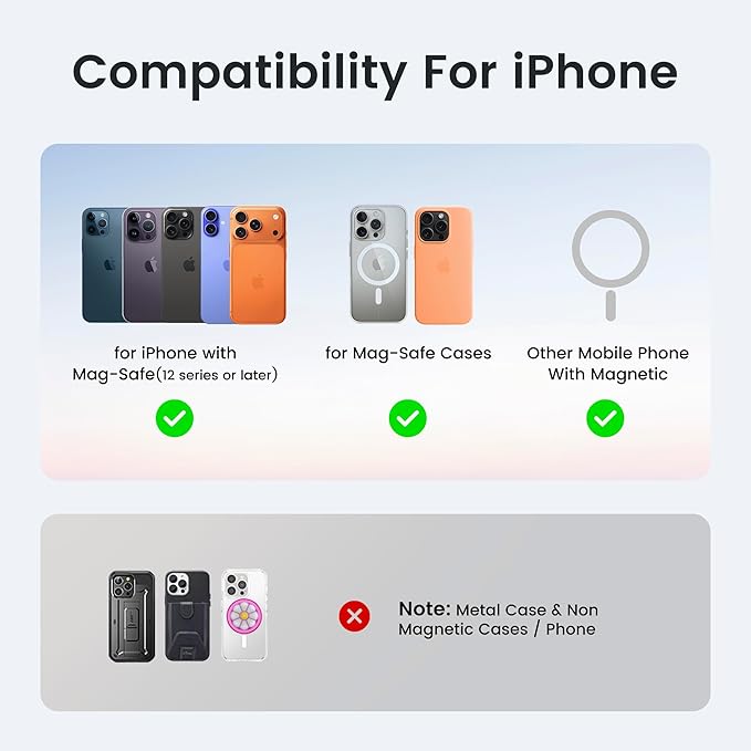 Stronger Magnetic Wallet for iPhone 17/16/15/14/13/12 Series & for MagSafe-compatible Cases, Slim Leather Magnetic Card Holder with RFID Blocking, N52 Magnet Phone Wallet, Fit 3 Cards, Pink
