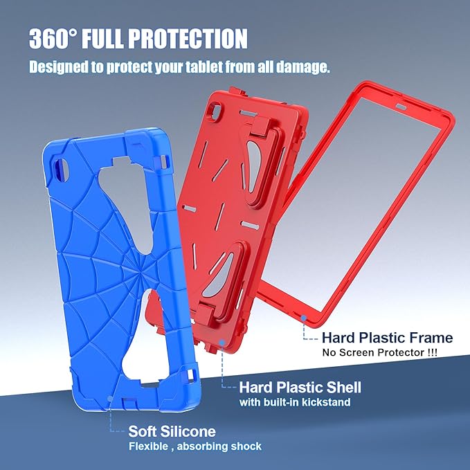 AKABEILA Compatible with Samsung Galaxy Tab A7 Lite 8.7 inch T225/T220(2021) Tablet Case，Lightweight Shockproof Rugged Protective Cover with Kickstand for Kids Children Boys Babies Blue Red