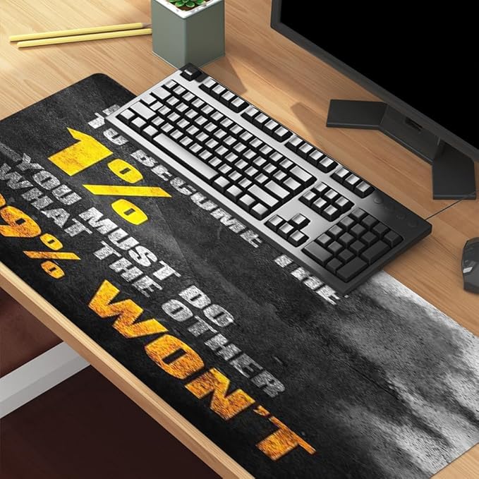 Reateforin Inspirational Quote Mouse Pad,Motivational Mousepad for Mens Guys Black Inspiring Stay Positive Work Hard and Make It Happen Mouse Pads for Desk Large Mousemat for Desk 31.5"x15.7"
