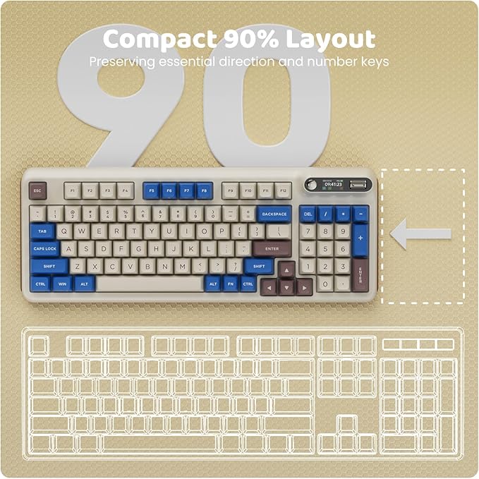 KZZI Z98 Wireless Mechanical Keyboard, Smart Display & Knob, BT5.0/2.4GHz/USB-C, Hot Swappable Custom Keyboard, Pre-lubed Linear Switches, Gasket Mount, RGB Creamy Gaming Keyboard