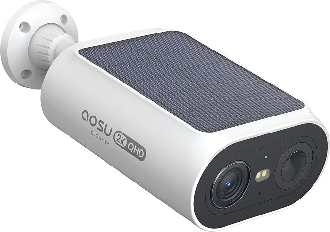 aosu Solar Security Cameras Wireless Outdoor, 2Mins DIY Installation 2K Color Night Vision Cameras for Home Security, Compatible aosuBase Only